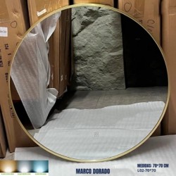 ESPEJO LED L02 MARCO DORADO